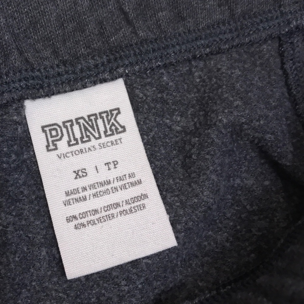 Victoria’s Secret PINK Heathered Dark Grey Logo Boyfriend Sweatpants - Picture 5 of 6